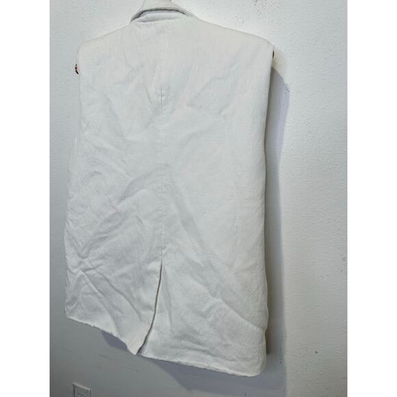 ENDLESS ROSE White Linen Blend Oversized Sleeveless Vest Blazer Size Small - Picture 4 of 9